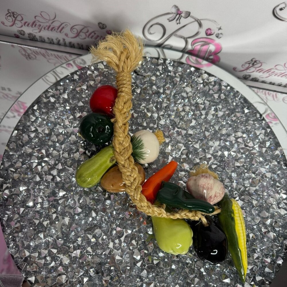 Multicoloured Ceramic Vegetable String rope hanging decor kitchen Mexican cute - Picture 2 of 8